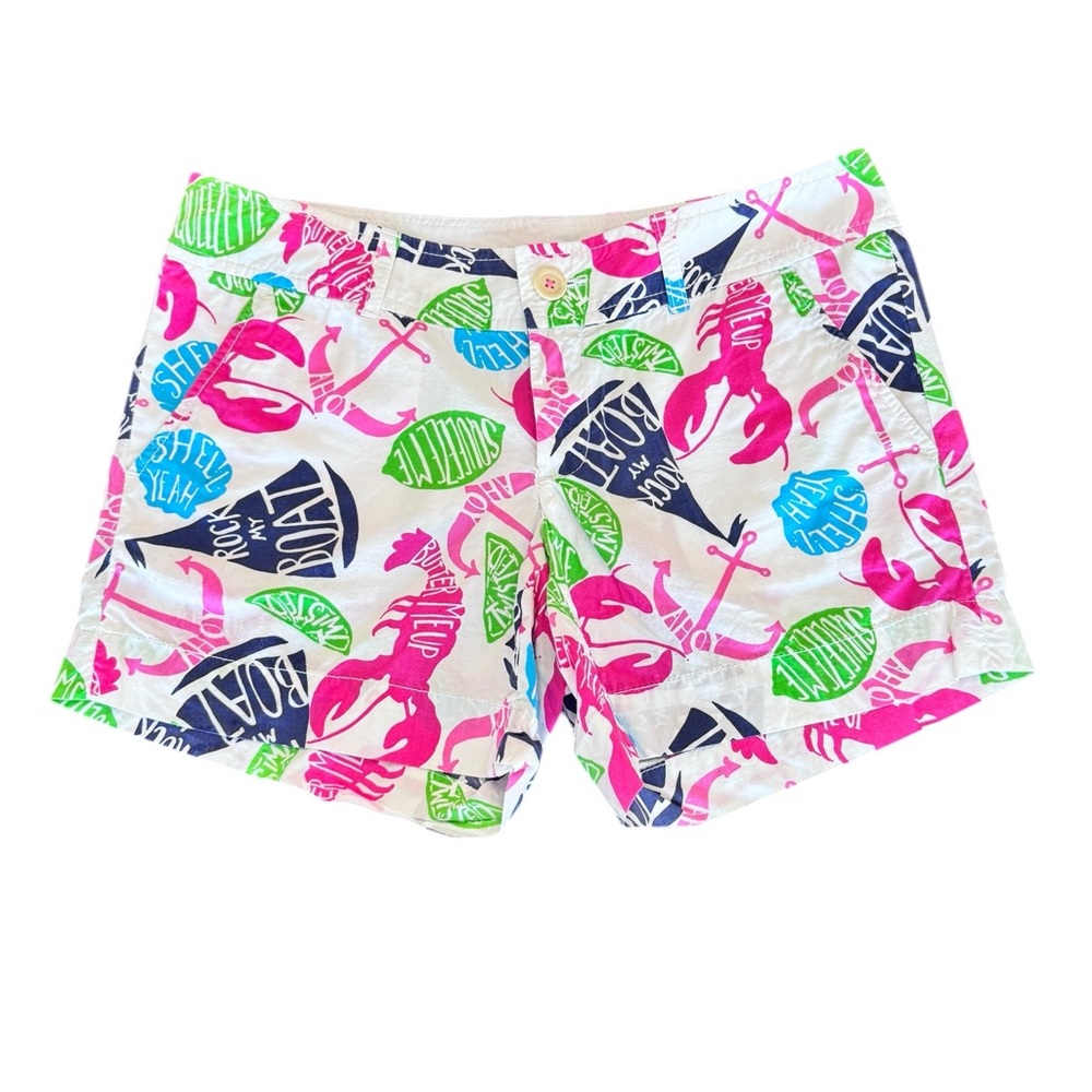 Lilly Pulitzer Callahan Shorts Rock My Boat Print Lobster Nautical Size 4